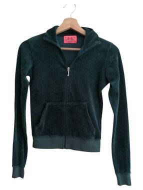 Juicy Couture Y2K Velour Zip Up Hoodie J Zipper Made In USA Size P (0 US)